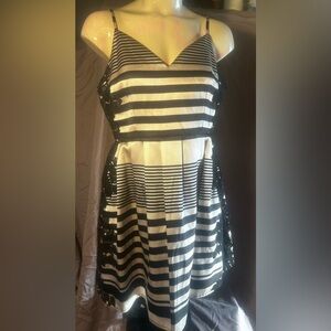 Luxe Black and White Striped Mini Dress